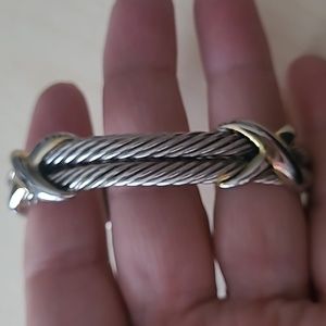 Two Tone Braided Open Bangle